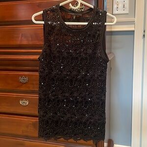 White House Black Market, Size S, black sequence, short sleeve, dress shirt.